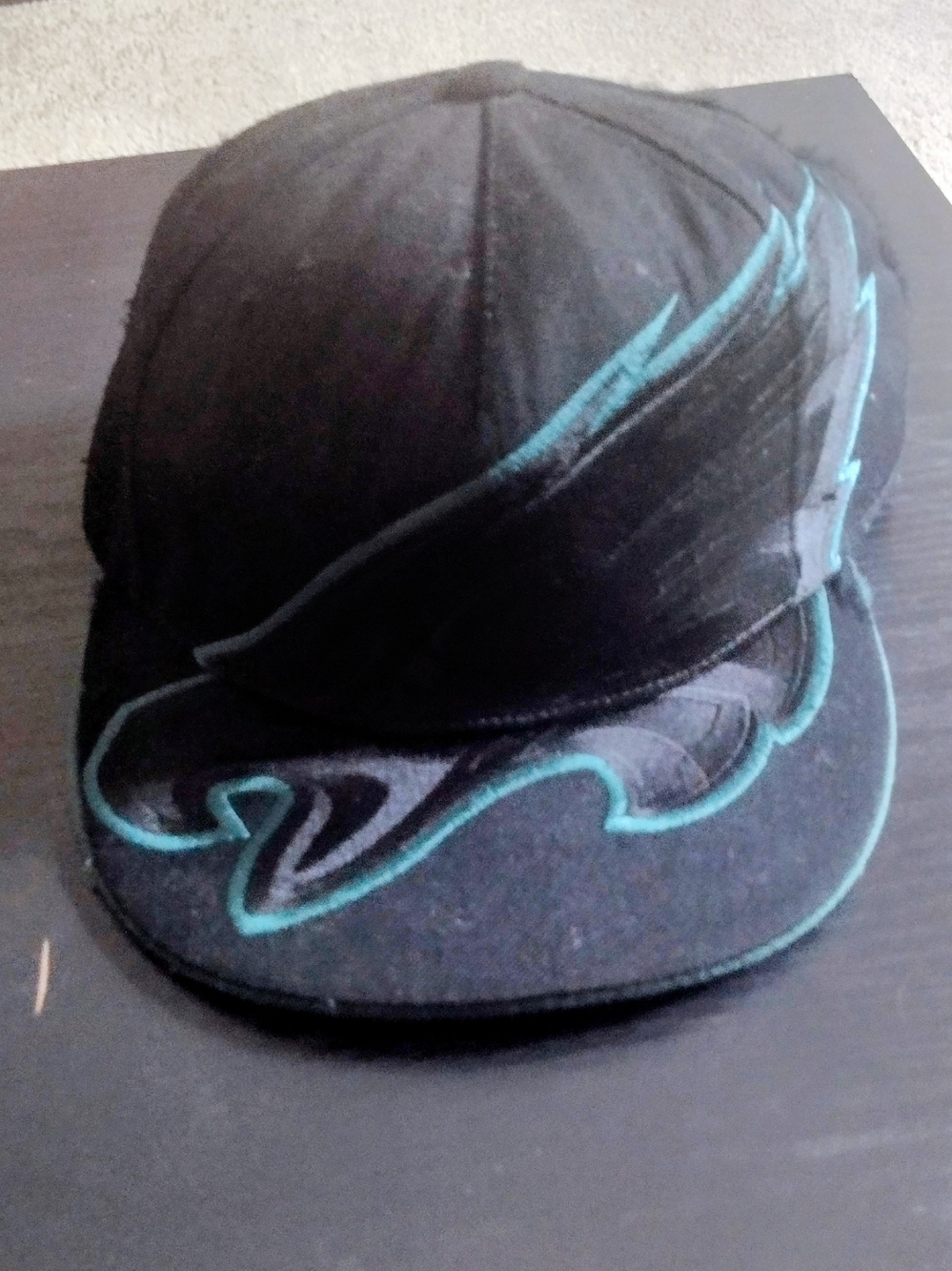 Eagles -Black & Teal Graphic Baseball Cap - $5